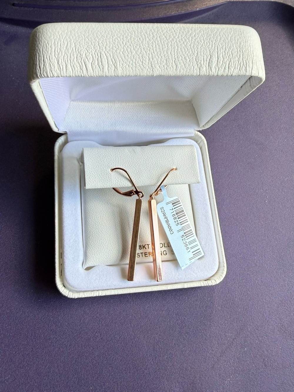 Minimal Rose Gold Bar Drop Earrings for Women